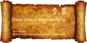 Vavrinecz Barnabás névjegykártya